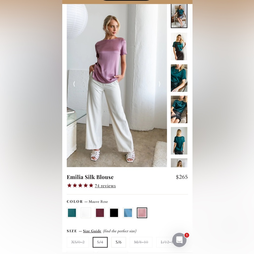 Ravella 100% Mulberry Silk Emma Blouse